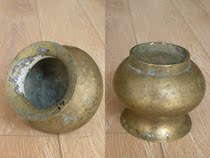 Timeout Hall Ancient Play Antique Bronze Ware WI09-Early Middle Number Chisel Xuan Tattooed Round Belly Copper Tank Scum Bucket