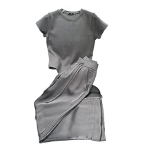 Casual sports suit for women summer ice silk quick-drying fashionable age-reducing Internet celebrity popular on the street this year two-piece suit
