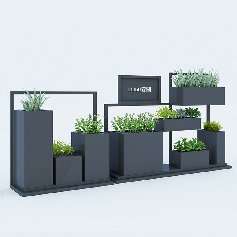 Iron Art Outdoor Flower Case Combo Sample House Display Center Commercial Street Flower Groove Courtyard Outdoor Flower Shelf Partition Fence Customised Flower Beds