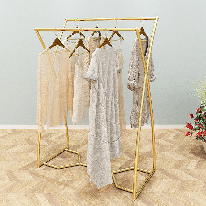 Clothing store double row island rack Women's store special display stand Floor-standing double rod hanger Clothes display rack