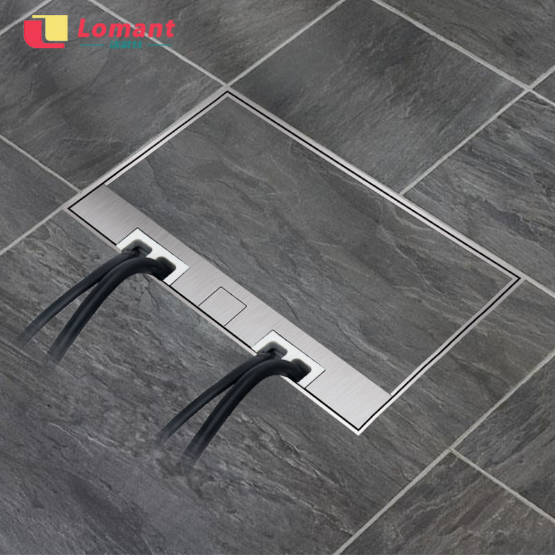 Lomont ultra-thin flat invisible stainless steel waterproof ground socket double five-hole embedded marble floor socket