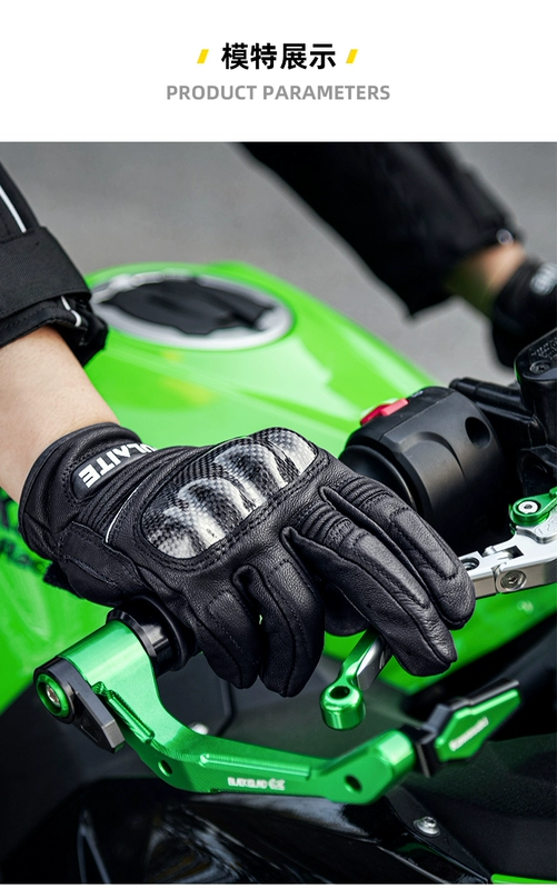 Găng tay da đi xe máy cho nam và nữ, thiết bị mô tô cổ điển chống rơi bằng sợi carbon, chống gió mùa đông, ấm áp và chống thấm nước găng tay đi phượt chống nước găng tay monster cụt ngón