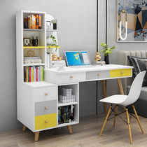 Nordic desk bookshelf combination home computer desk with bookcase integrated modern simple student bedroom writing table
