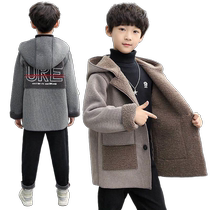 Bala Childrens Clothing Boys Woolen Coats Medium and Long 2024 New Medium and Large Boys Woolen Coats Autumn and Winter