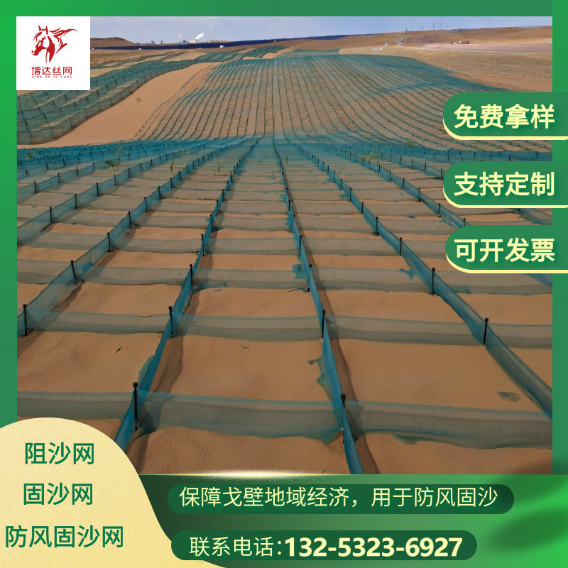 Sand-blocking net desert Gobi plastic sand control high-density wind-proof sand-fixing grid road fence high and low vertical sand barrier