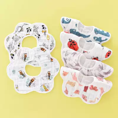 Baby saliva towel Baby bib pure cotton gauze anti-vomiting milk 360 degree rotatable bib spring and summer 0-5 years old increase