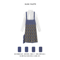 Blank palette) Salt can be sweetened with two suits Skirt Palace Wind Retro High Waisted French Fried Street Dress