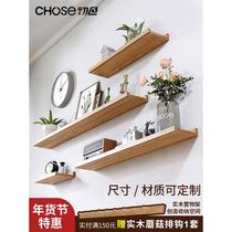 Solid wood wall shelf shelf partition wall hanging wall shelf living room TV wall decoration one-word wooden board