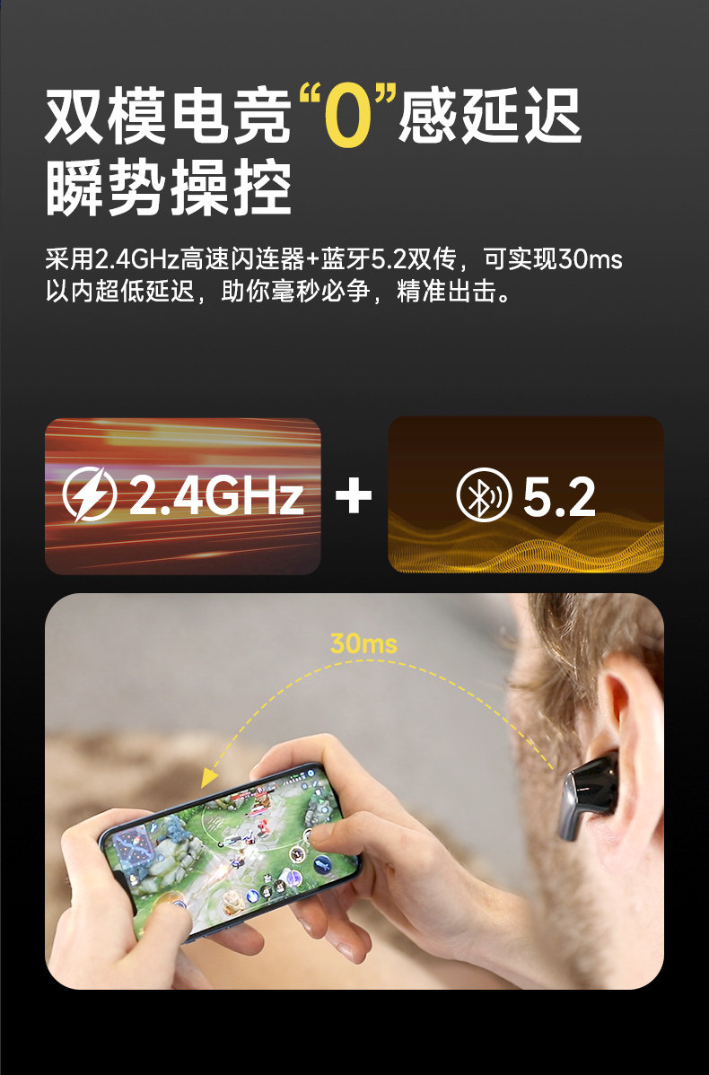 Беспроводной игровой гарнитура 易速马tg01游戏电竞蓝牙耳机真无线适配vr专业吃鸡30ms无感延迟 Easysmx