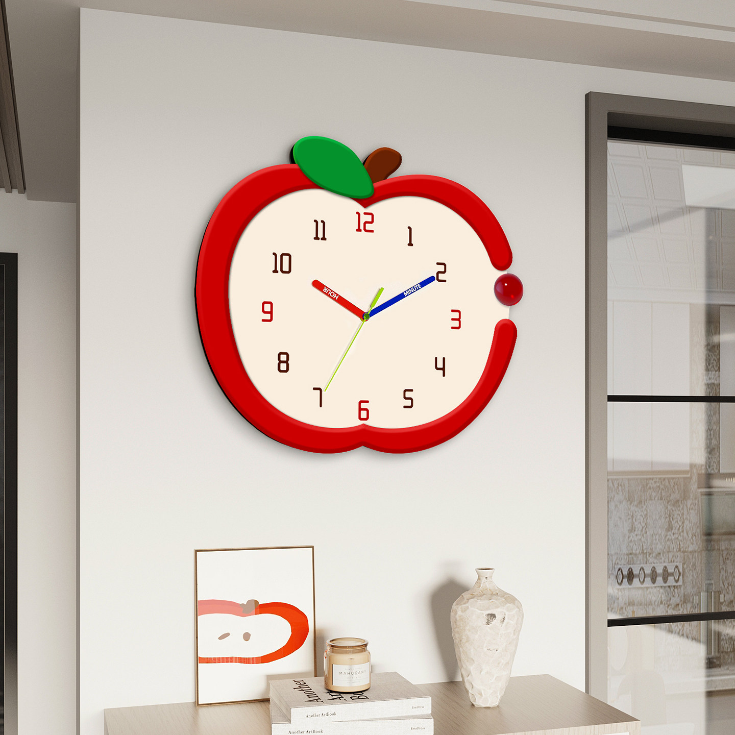 Новые милые настенные часы Apple, качающиеся часы для гостиной, креативные бесшумные часы, настенный вечный календарь, бытовые кварцевые часы