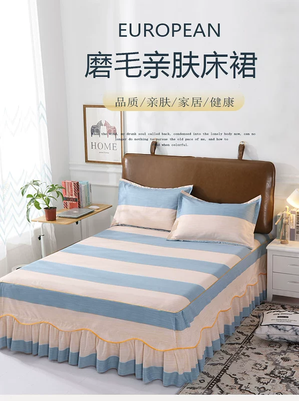 Bộ khăn trải giường cotton chống trượt 3 mảnh cotton toàn bộ 1,8m 1,5m ga trải giường nệm trải giường một mảnh ga trải giường ga trải giường - Váy Petti