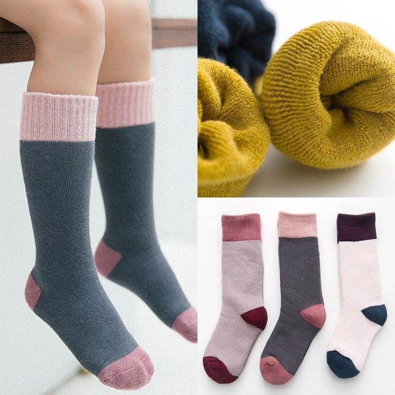 Child baby socks cotton quality autumn winter thickened warm winter thick child boy girl middle cylinder towel socks