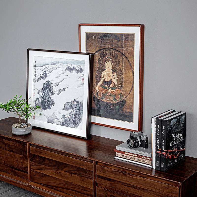 Tangka frame national painting framed rounded wood frame frame hanging wall log tenon socket frame hand customized