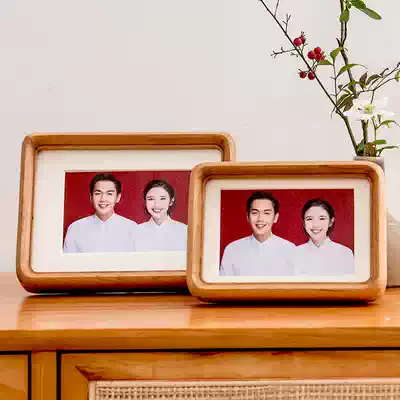 Marriage registration certificate photo fillet solid wood photo album photo frame setting customized 86 inch washing photo made into frame hanging wall