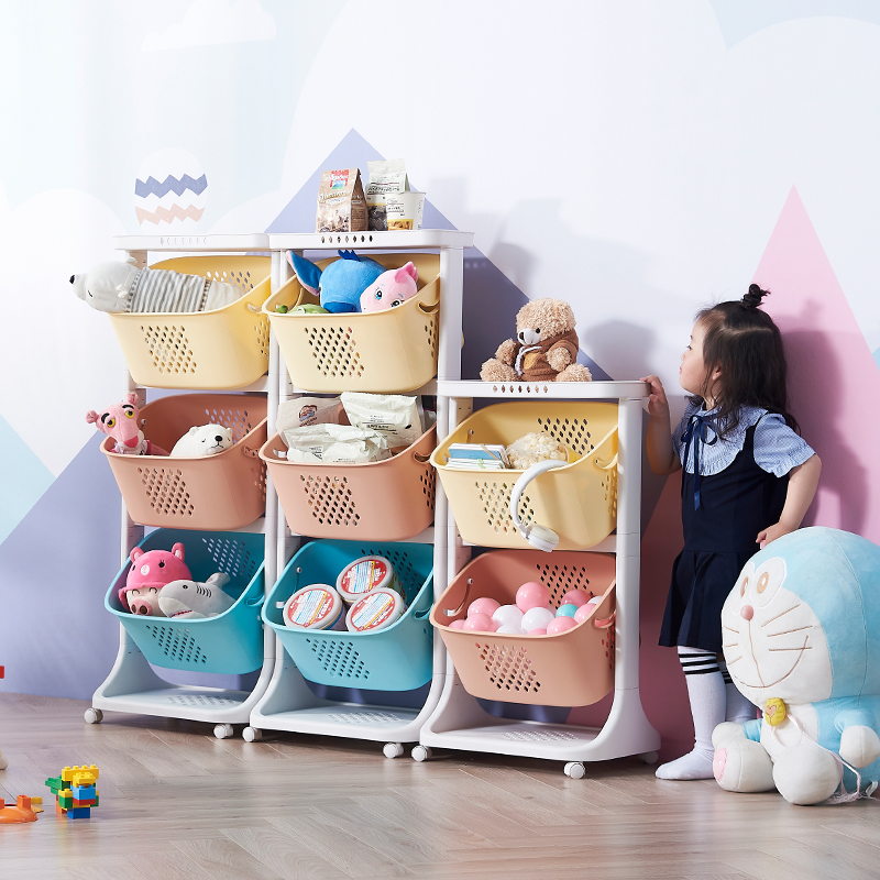 Children's toy containing layer shelf multilayer plastic shelve room storage basket containing basket for home snacks storage box