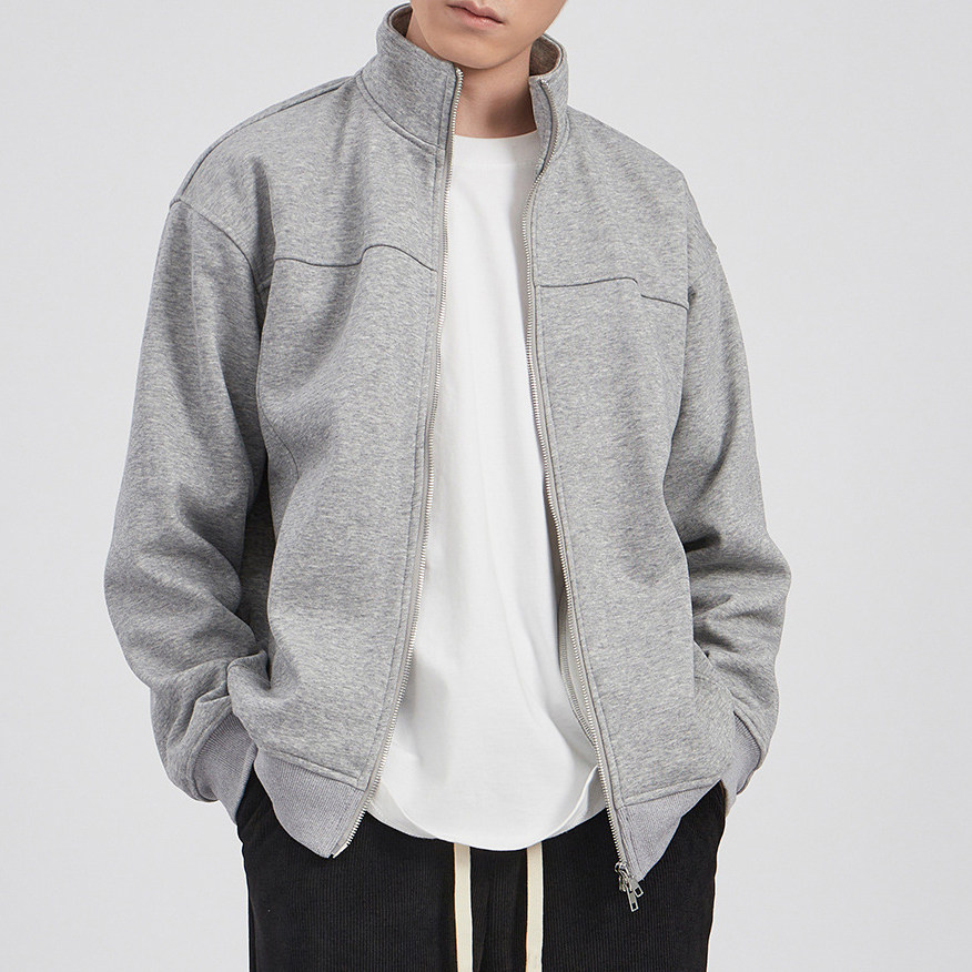 Autumn and winter plus velvet cotton clothes 2023 early spring new men's fashion loose casual stand-up collar cotton clothes solid color thickened jacket