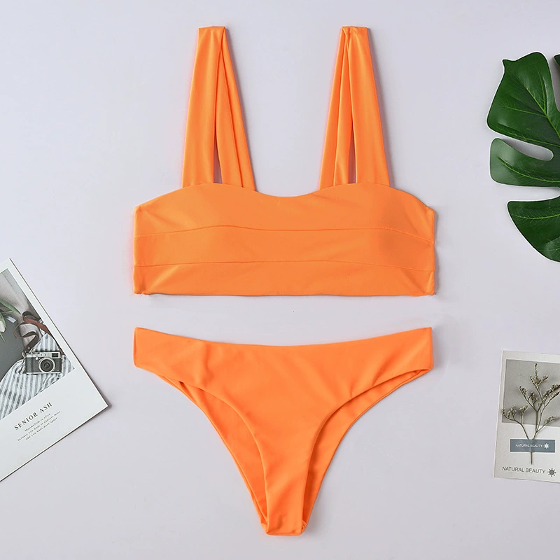 2019 mới nhiều màu sexy bikini hai vai áo tắm nữ hai mảnh bãi biển áo tắm ngực nhỏ bikini - Bikinis