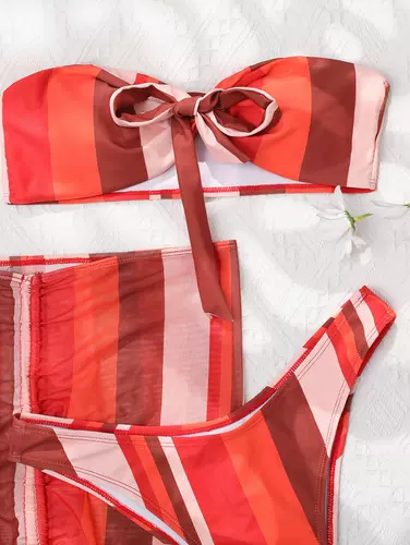 Бюстгальтер-топ, купальник, сексуальный комплект, европейский стиль, на шнурках, 3 предмета