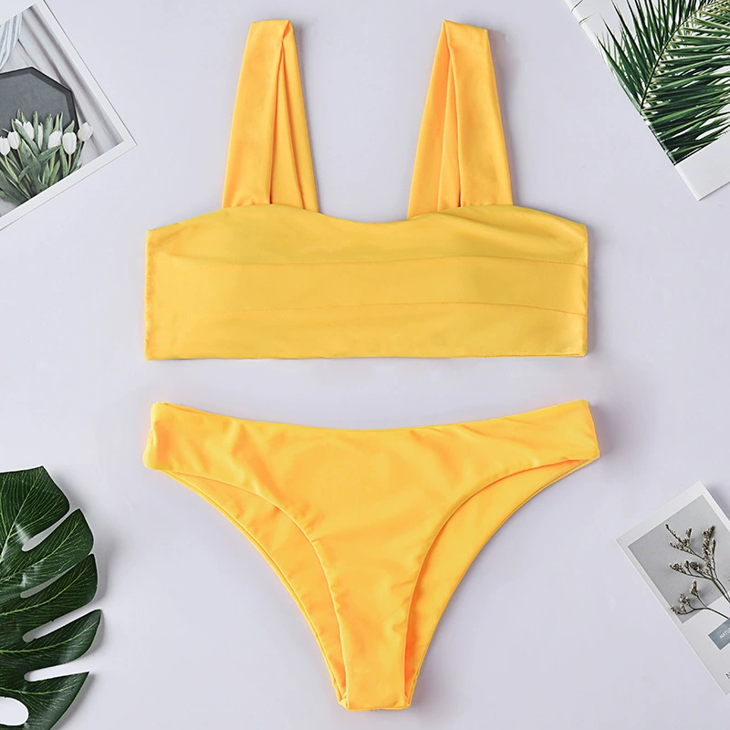 2019 mới nhiều màu sexy bikini hai vai áo tắm nữ hai mảnh bãi biển áo tắm ngực nhỏ bikini - Bikinis