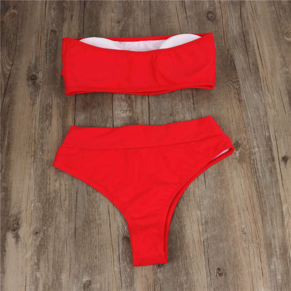 Áo mới 2019 bikini top eo cao, quần bơi nữ màu sắc bó sát với miếng đệm ngực tập hợp bộ đồ tắm suối nước nóng gợi cảm bộ đồ tắm