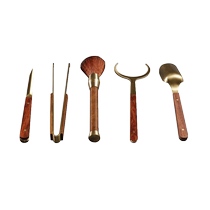 Tea set accessories pure copper tea clip three-piece set tea cup tea leaf tweezers tea ceremony kung fu six gentlemen set