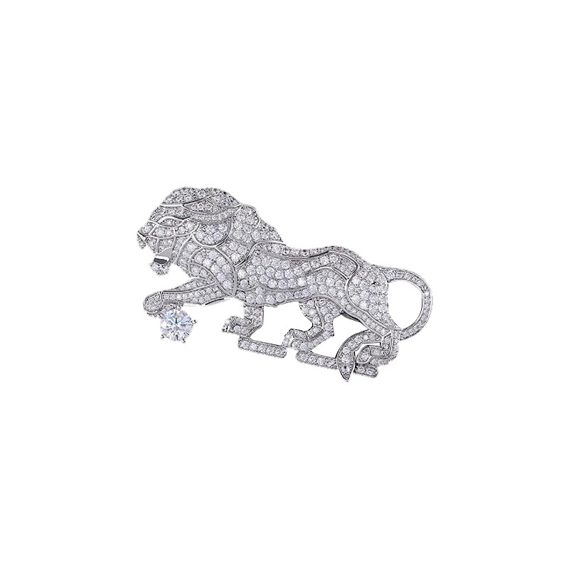 Micro-Inlaid Zircon Lion Brooch, High-End, Exquisite, Fashionable and Luxurious, Unisex Brooch, Suit Animal Corsage Accessory