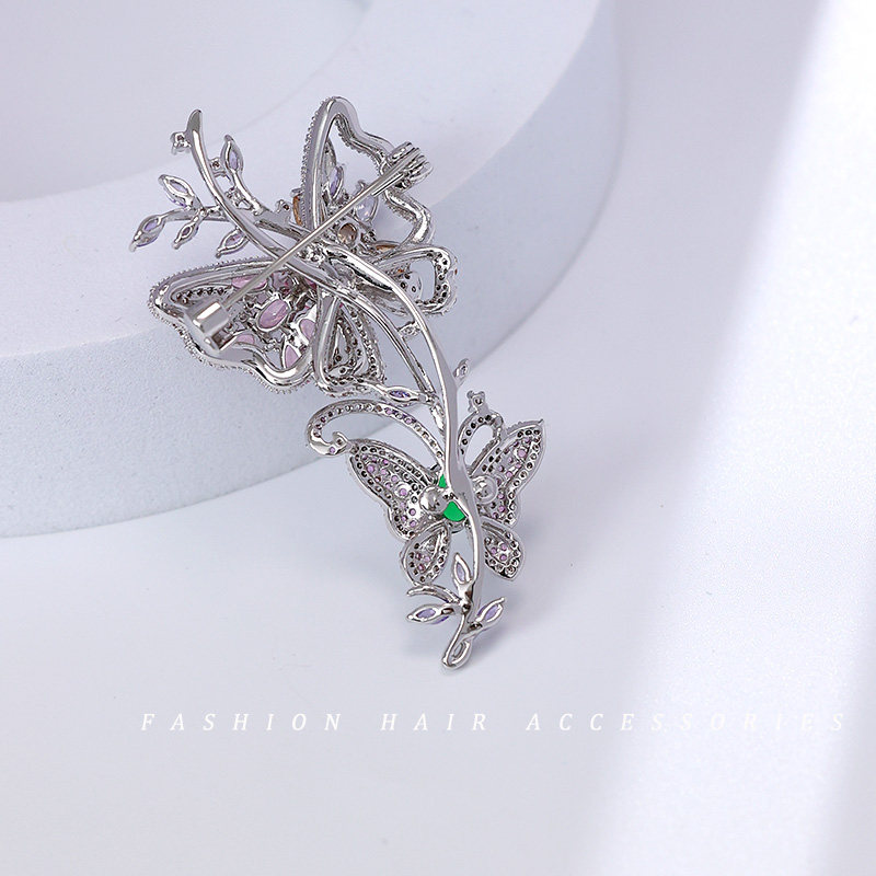 Flower Elf Crystal Butterfly Brooch Women's High-End Unique Pin Coat Suit Matching Accessories Birthday Gift