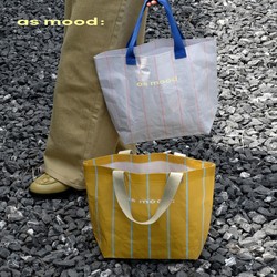 Asmood Original Holiday Style Stripesd Woven Bag Satchel Waterproof Environmentally Friendly Bag Lunch Box Lunch Bag Satchel Outing Bag