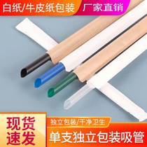 Pearl Milk Tea Juice Drink Pointed Thickness Straw Paper Packing Straw Disposable Transparent Black Ink Green