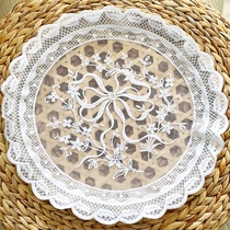 ins wind round bow lace embroidered placemat French vintage lace cushion decoration photo props small table mat