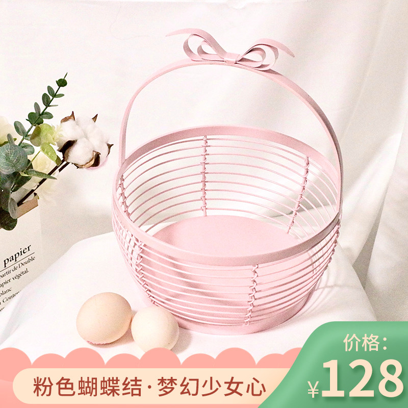 Iron Handicraft Flower Basket Butterfly Bottle in Fengegg Basket Shopping Basket Creative Flower Basket Princess Wind