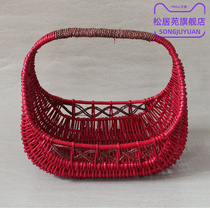 Red Basket Celebration Red Wedding Gift Box Weaving Handheld Blue