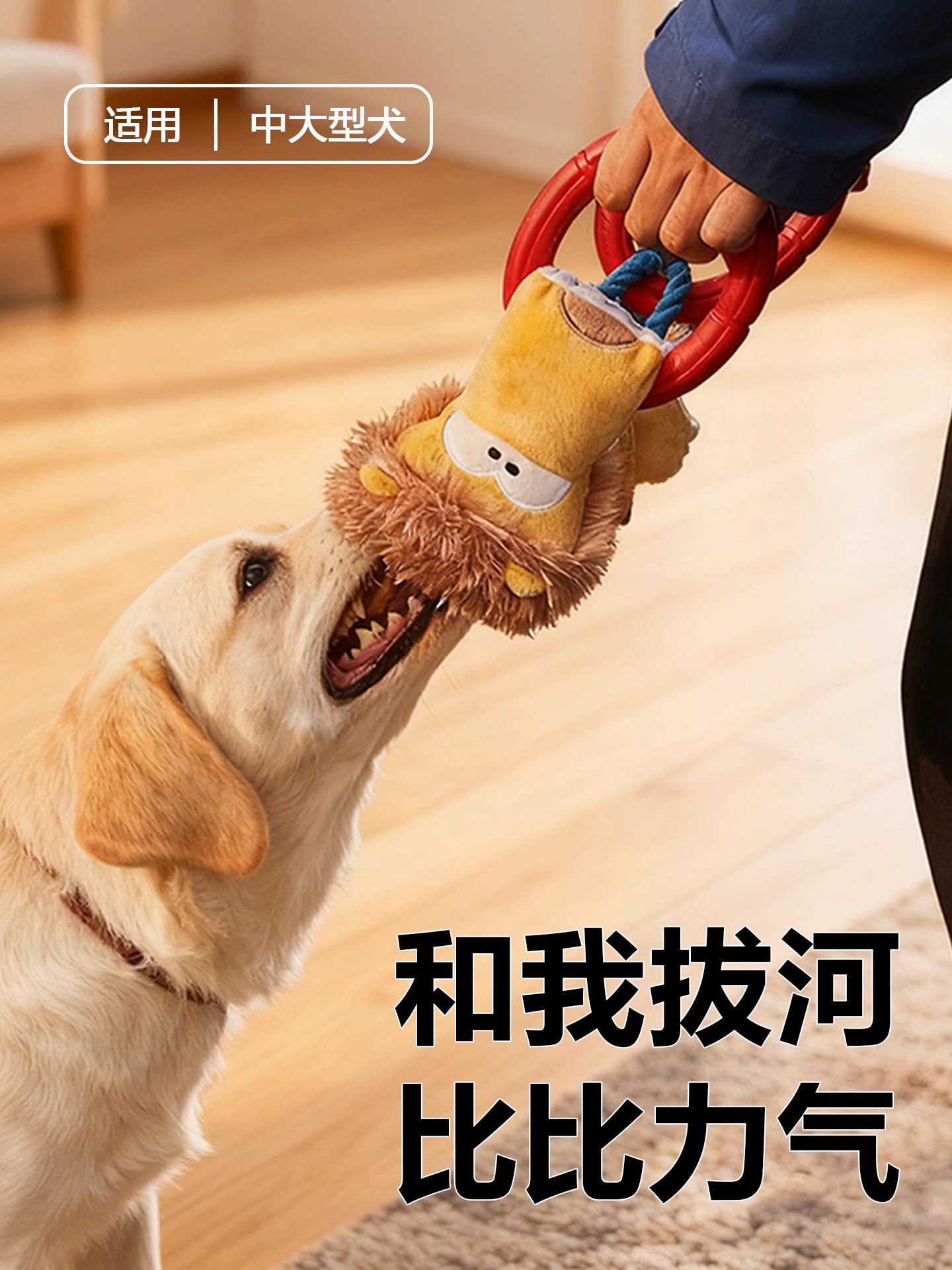 Dog Toy Pull Ring Tug-Of-War Plush Rubber Toy Durable Chew-Resistant Self-Entertainment Boredom Buster Pet Toy with Sound