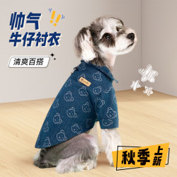 Small Dog Clothes, Spring and Autumn Style, Leash-Compatible Denim Jacket, Teddy Small Dog, Devon Cat Clothes, Anti-Shedding Autumn and Winter Clothing