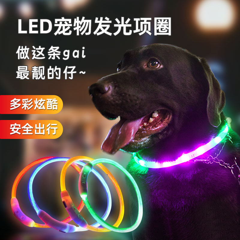 Pooch Shine Collar Night-time Walking Dog Luminous Dog Circle Puppy Luminous Circles Hair Shiny Fluorescent Small Dog Pet Neck Ring-Taobao