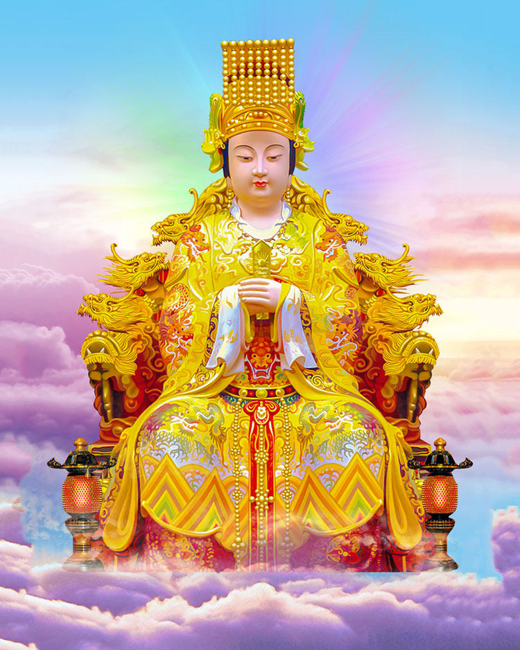 Get to know Mazu portrait Heavenly Virgin Buddha Hall painting photo paper plastic-encapsulated crystal set table Sea God Mazu Buddha statue painting custom