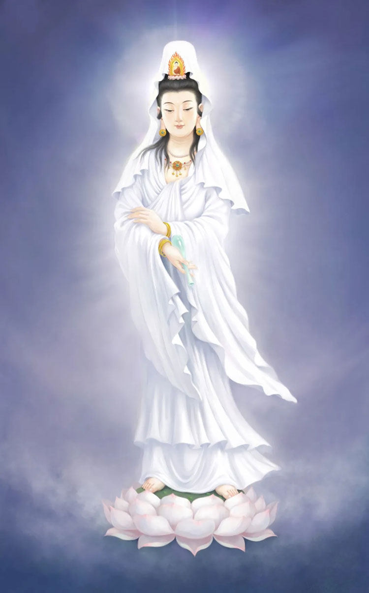 Affiliated Guanyin Bodhisattva portrait Buddha hall painting Buddha painting photo paper plastic-sealed crystal set stage Guanyin master portrait customization