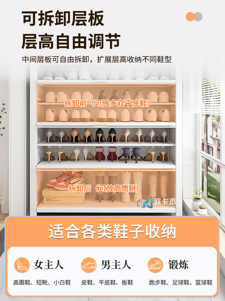 Large-Capacity Balcony Shoe Cabinet and Storage Cabinet Integrated Against the Wall with Doors, Sun-Proof and Waterproof Steel Shelves, New 2024 Hot Model