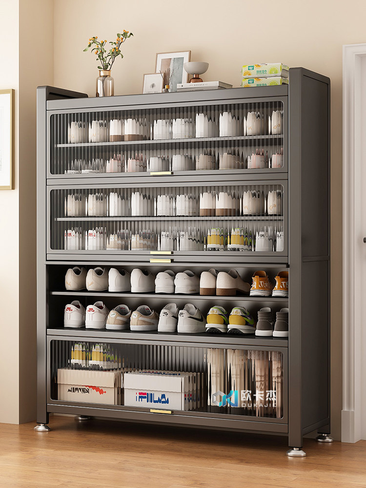Oukajie Steel Shoe Cabinet 2025 New Model for Home Indoor Entrance Hallway Large Capacity Storage Cabinet Shelf