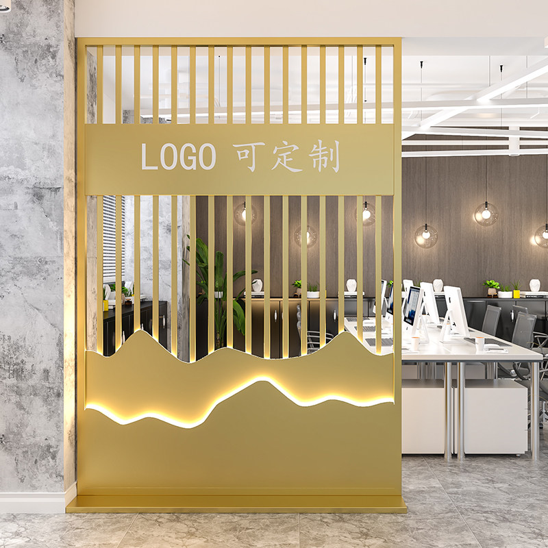 Minimalist modern villa entrance to the family of the family The decoration company Logo wall in the decoration company of the iron art partition Iron Art Partition Screen Dining Room