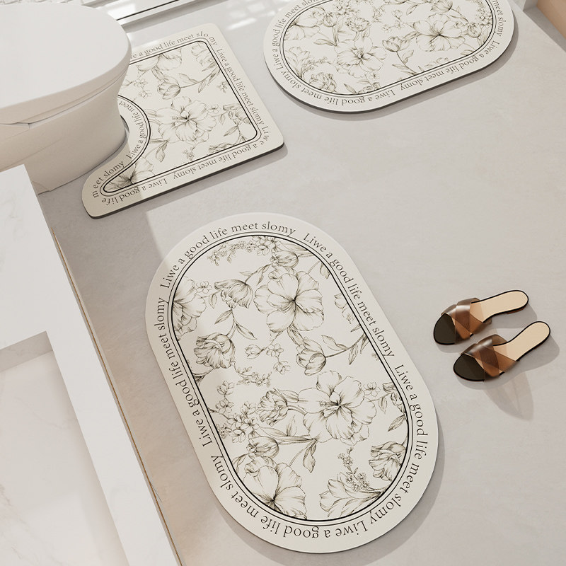 Toilet Bathroom Silicon Algae Mud Suction Pad Bathroom Doormat Quick Dry Free Wash Non-slip Toilet U Type Mat-Taobao