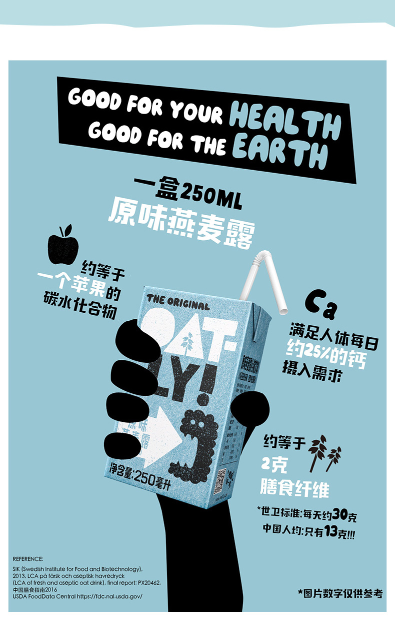 【进口】OATLY噢麦力燕麦奶250ML*18盒整箱