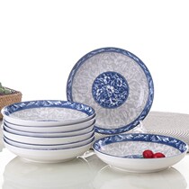 Jingdezhen Glazed Lower Color Blue Green Flower Porcelain Home Ceramic Dish Suit Day Style Food Tray Soup Plate Deep Pan Square Pan