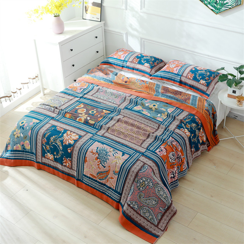 Cotton 4 layers gauze Home Textile three sets washed cotton Gift cover blanket can be laid lid single double summer cool quilt cover blanket