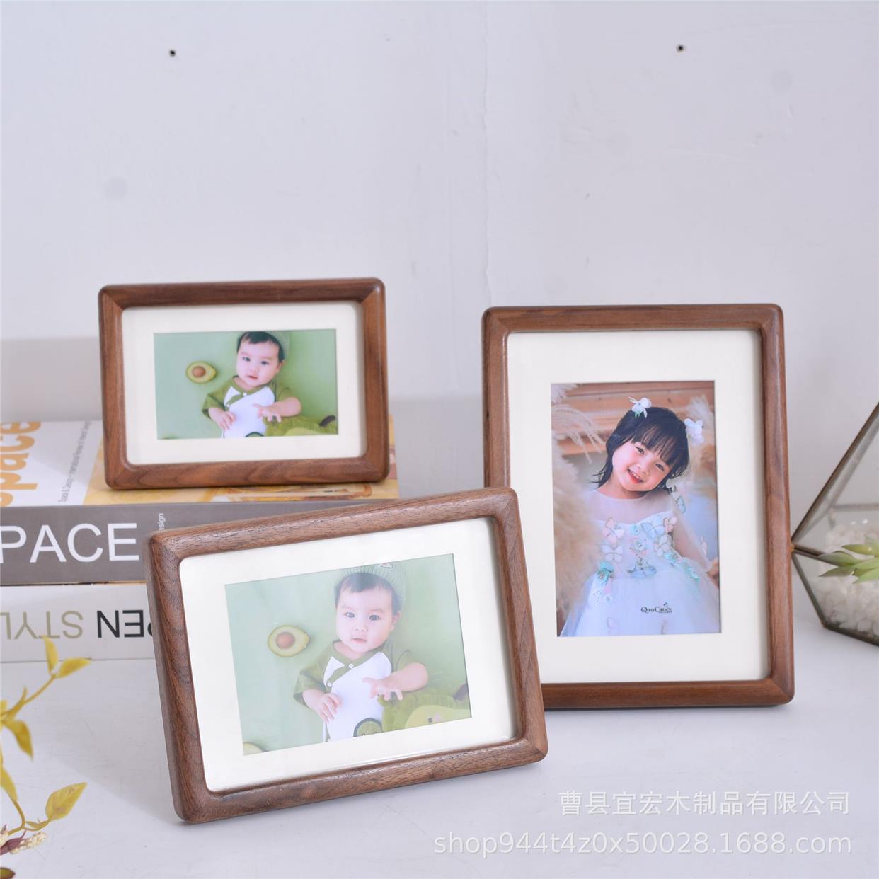 Black Walnuts Right Angle Photo Frame Solid Wood Pendulum NTU Small Size Spec Knot Wedding Photos Children Remembering Solid Wood Right Angle Photo Frame-Taobao