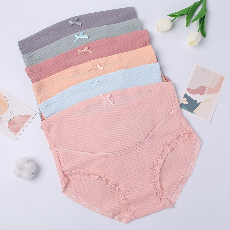 Pregnant woman Underpants large size Breathable High Waist Lace Lace Flowers Edge adjustable Pregnancy Rostrie Triangle Underwear Manufacturer