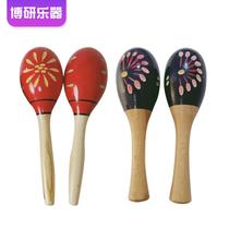 Customized Orff musical instrument wooden sand hammer maracas engraving Kindergarten childrens accompaniment musical instrument wooden sand hammer