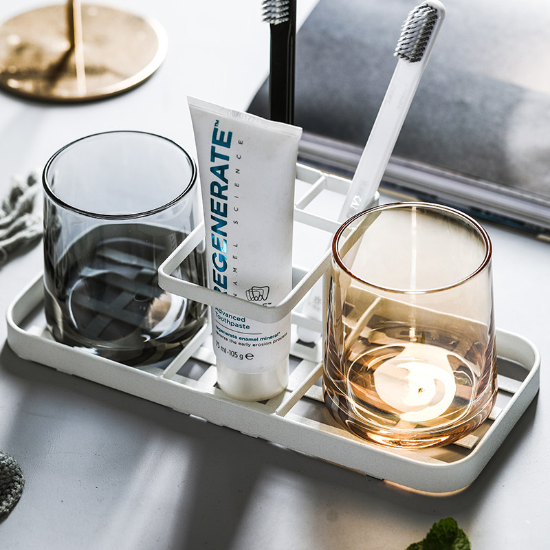 ins Home Wash Brush Cup Couple Creative Tooth Cup Pair Simple Glass Mouthwash Cup Set Wall Hanging Jar