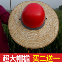 Put on the safety helmet sunscreen hat sun hat curtain mens big hat Brim wide ring gear straw hat