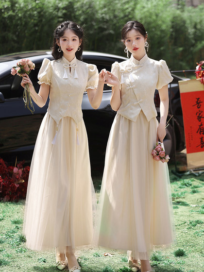 绝美伴娘服中式2025新款夏季姐妹裙小众高级感毕业生日轻奢晚礼服